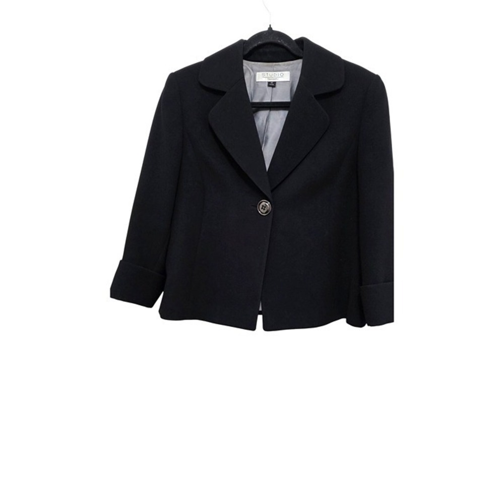 Studio/Tahari Black Works Women's Cropped Blazer Jacket Size 10 Single Button‎